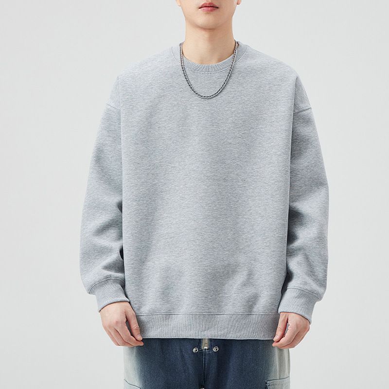 xxbro Felpa girocollo con fodera in pile, semplice, versatile, da uomo, autunno inverno, nuova tendenza, maglietta casual ampia_voghion.com