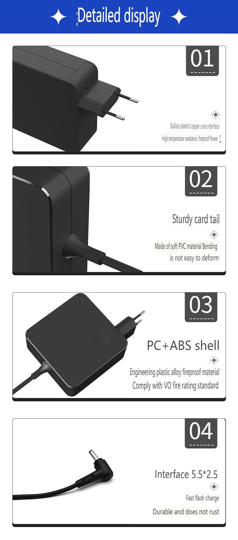 65W-stroomadapter geschikt voor ASUS-laptops 19V 3,42A-oplader met 5,5x2,5 mm, compatibel met ASUS VivoBook S15/S17, ZenBook 14 en ultrabooks_voghion.com