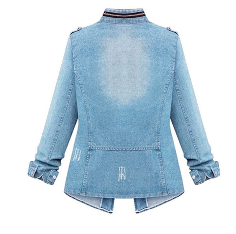 Plus Size Women's Denim Shirt With Zip Detail & Elastic Waist, Casual Oversized Chambray Top For Everyday Comfort_voghion.com