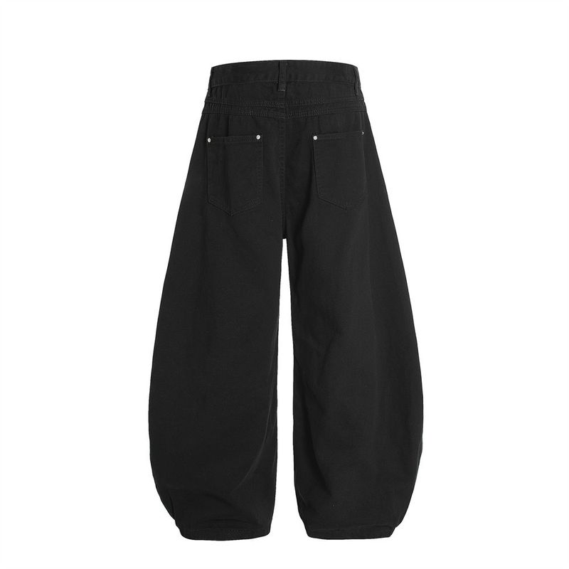 Amerikanischer Stil Perlendekorative Silhouette Scimitar Jeans Herren Loose Design Sense Street Trendy Brand Niche Wide Leg_voghion.com