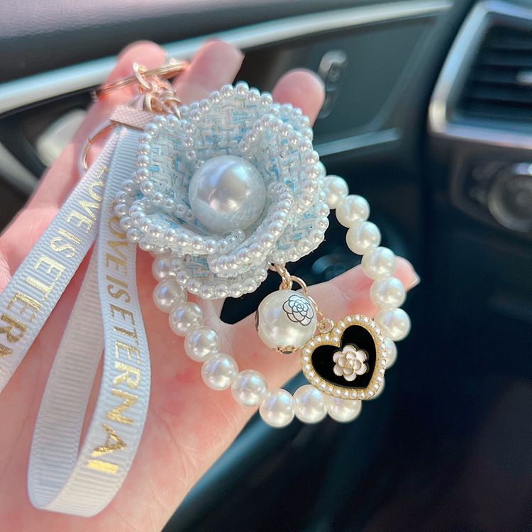 Koreanesch Versioun Pärel Element Camellia Keychain Sak Unhänger kreativ onofhängeg entworf Wueren_voghion.com