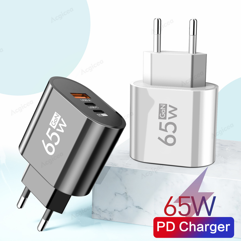 GaN 65W PD lādētājs USB C tipa lādētājs Ātrā uzlāde QC3.0 PD3.0 Ātrā uzlāde iPhone Samsung Xiaomi Wallcharging Q3.0 3.0_voghion.com