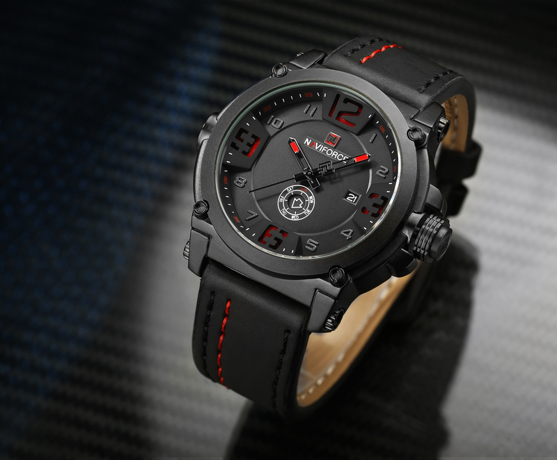 NAVIFORCE Leading 9099 Calendar Men's Waterproof Quartz Belt Watch_voghion.com