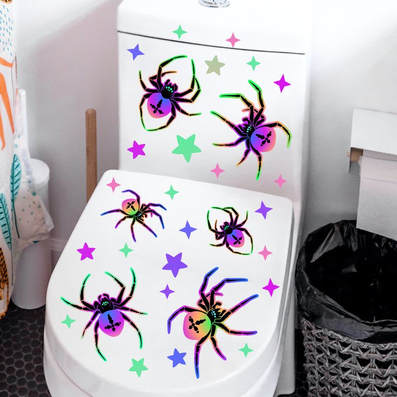 Glow In The Dark Halloween Wall Stickers - 6PCS Ghost Bat Spider Fluorescent Decals For Home Party Decor (20x15cm)_voghion.com