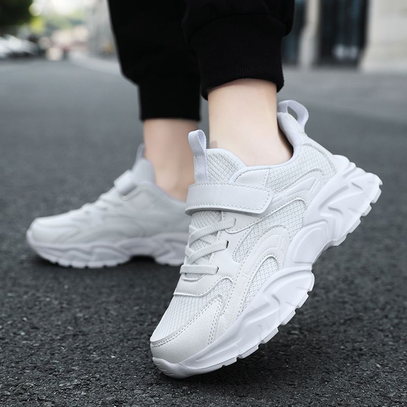 897 Four Seasons Performance Lightweight Sports Boys' Tennis Girls' Leather Children's White Shoes, Black Shoes_voghion.com