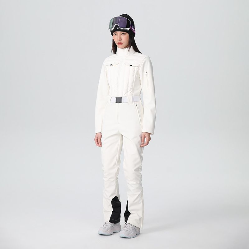 Women's One-piece Suit Set With High Waist Elasticity, Slimming Effect, Single Board And Double Board Waterproof Down Clothes_voghion.com