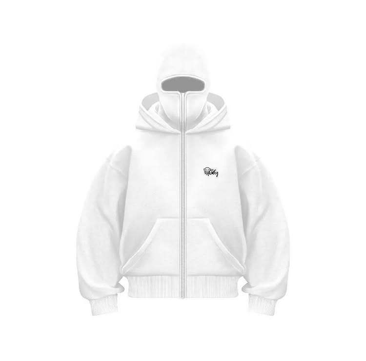 Y2K Fleece-gefütterter Hoodie – Unisex Oversized Zip-Up mit doppelter Kapuze & Animal Print (Schwarz/Weiß/Grau/Rot)_voghion.com