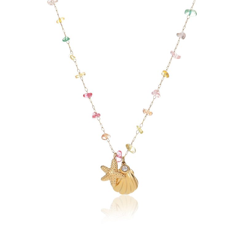 Conjunto de joyería chapada en acero inoxidable 304 con concha de estrella de mar para mujer al por mayor_voghion.com