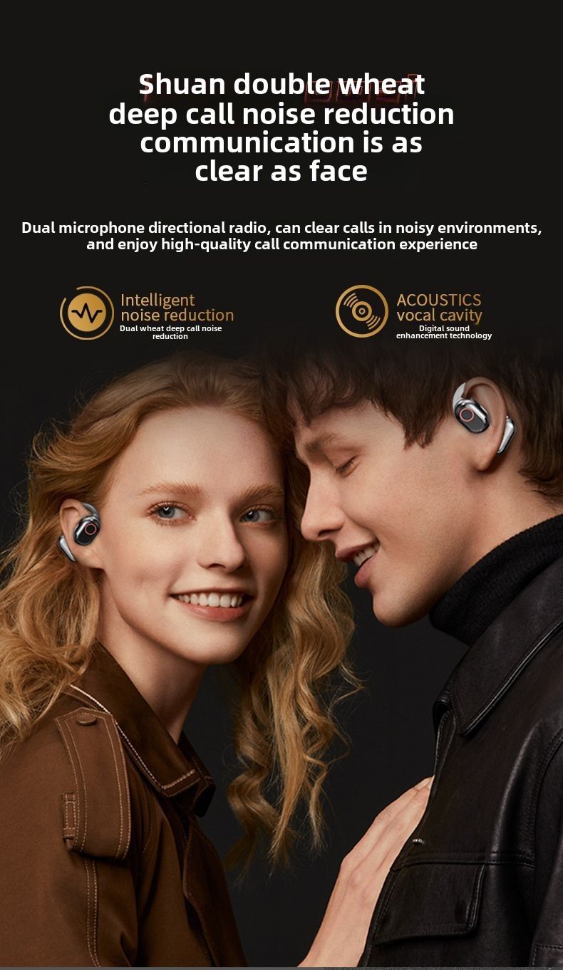 Casque Bluetooth Yashoo - Non porté dans l'oreille, affichage de la batterie, adapté au sport, aux jeux, réduction active du bruit 12 heures de lecture, un seul couplage_voghion.com