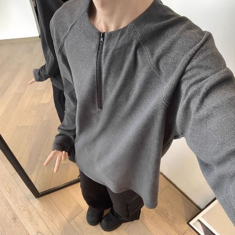 Long sleeved T-shirt men's autumn and winter new style Henry collar loose inner bottom shirt_voghion.com