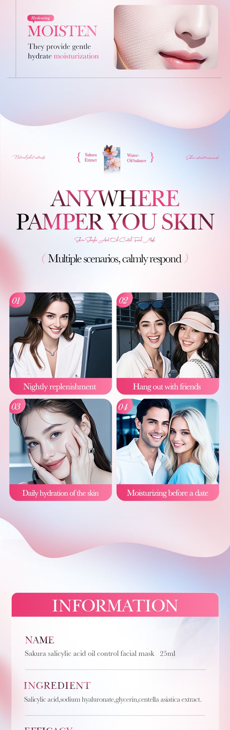 Sakura Salicylic Acid 25ml Hydrating Moisturizing Nourishing Mask Skincare Product_voghion.com