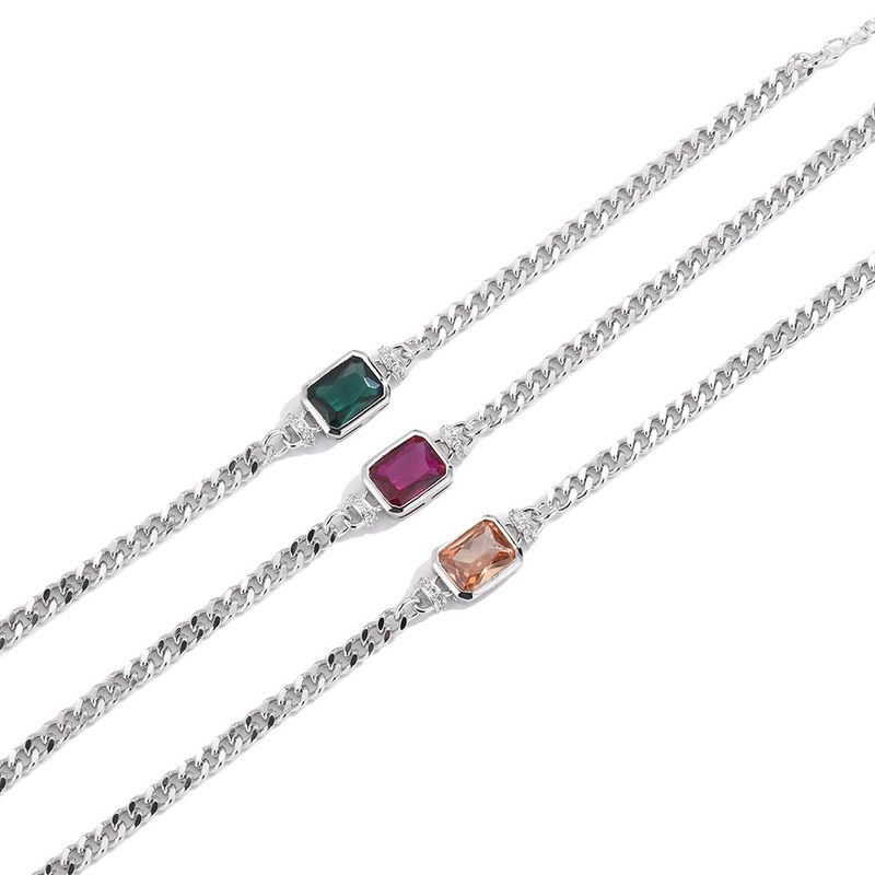 Bracciale classico cubano in smeraldo di alta qualità per donna, elegante, alla moda, unico, colore rosso melograno._voghion.com