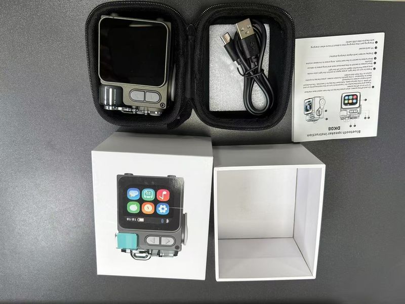 Głośnik bezprzewodowy do domu i na zewnątrz, mały, z ekranem dotykowym DK08 Bluetooth i subwooferem, metalowy, Mecha_voghion.com