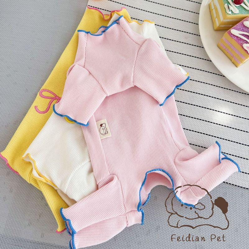 Boiding Pet Autumn Winter New Ribbed Wave Edge Embroidered Belly-Wrapping Four-Legged Pants For Cats And Dogs Cute_voghion.com