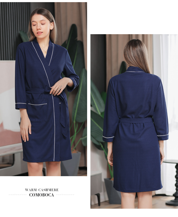 Accappatoio per waffle per coppia da donna Accappatoio per salone di bellezza per hotel Le donne possono personalizzare il LOGO_voghion.com