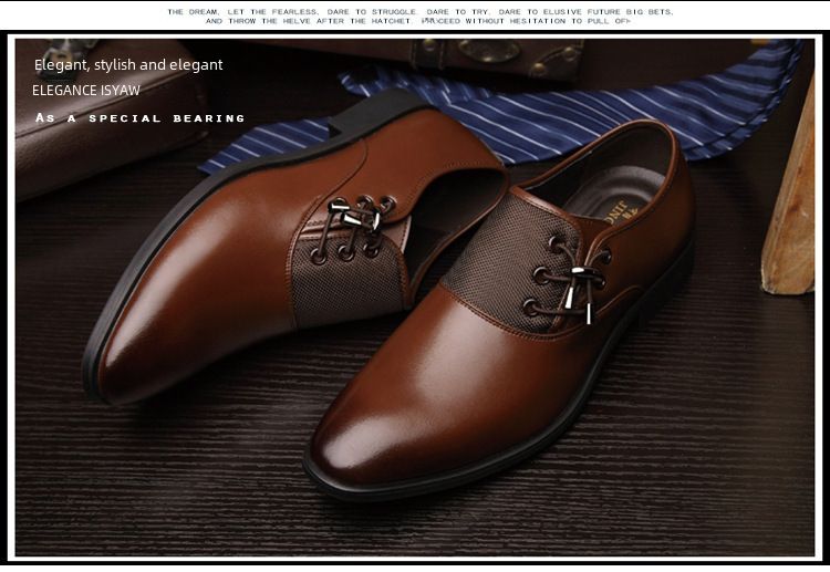 Muška svečana haljina, britanske vintage šiljaste muške trendi boje, prozračne ležerne svijetle kožne poslovne vudbene cipele, jednostruke kožne cipele_voghion.com