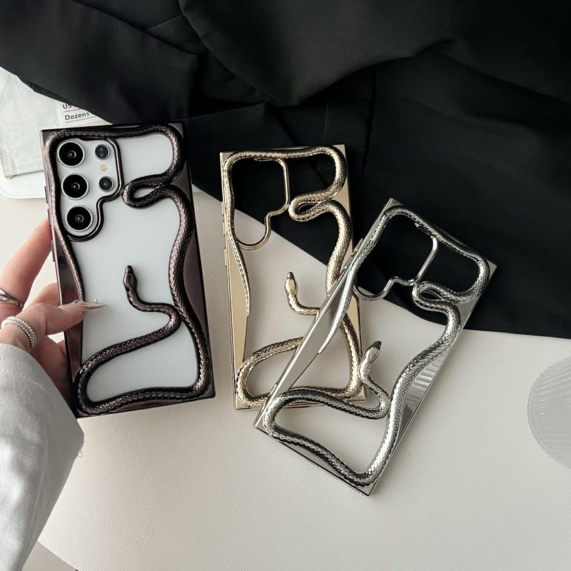 Custodia di lusso 3D Snake Hollow dissipa il calore per Samsung Galaxy S25 S24 S23 FE S22 Cover morbida elettrolitica antiurto ultra_voghion.com