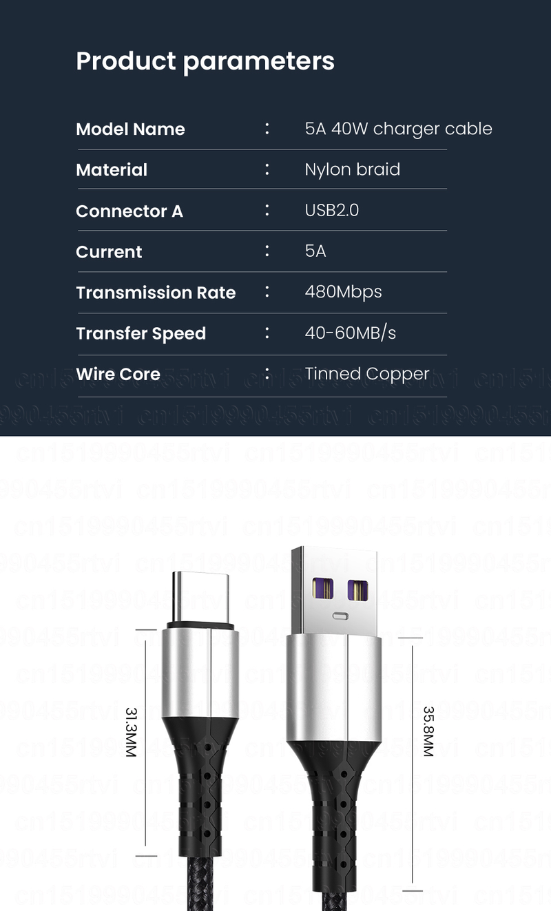 5A Schnelllade-USB-C-Kabel Huawei Datenkabel Ladegerät USB-C-Kabel Honor Xiaomi POCO X3 M3 1/2M_voghion.com