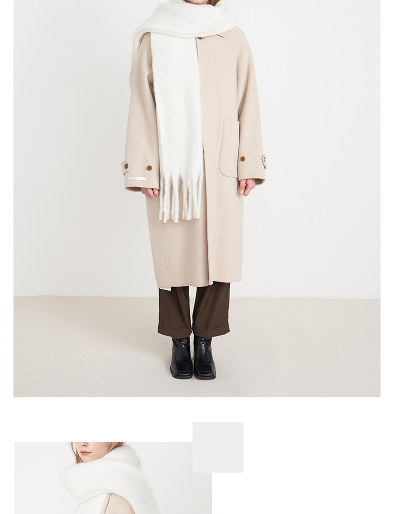 Z Home Corea Versatile Morbida Cerata Tinta Unita Sciarpa Imitazione Cashmere con Nappe Scialle da Donna Inverno Caldo e Spessa_voghion.com