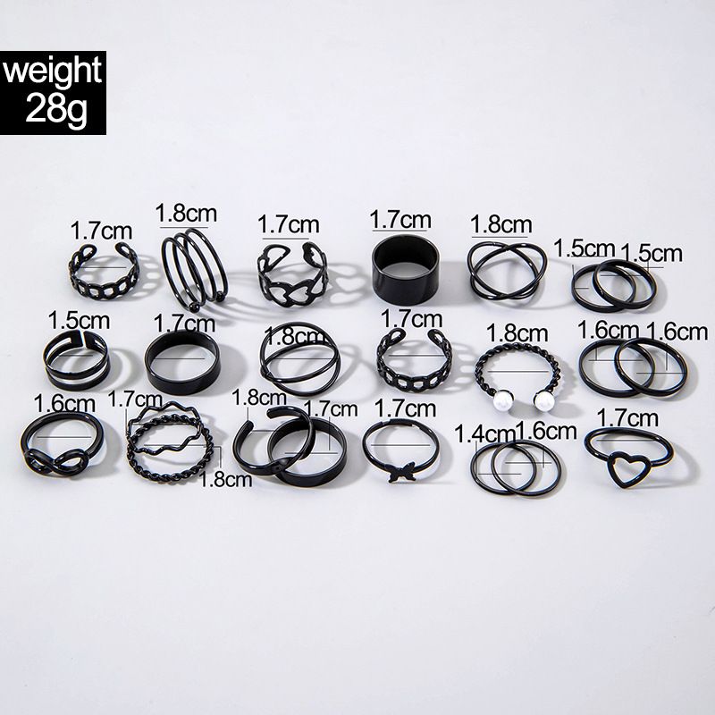 Nuevo anillo versátil de moda con forma de corazón y hoja, con personalidad geométrica, apilable, para nudillos, conjunto de varias piezas_voghion.com