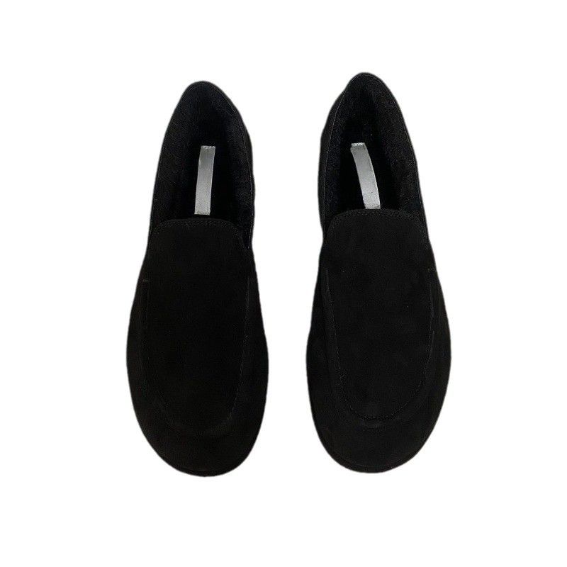 24 Counters With The Same Suede Wool Minimalist Flat Bottomed Loafers, Plush Shoes, Casual Ve, Comfortable And_voghion.com