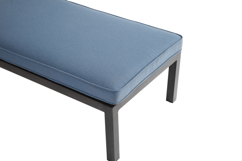 Chaise longue de patio avec coussin en coton, inclinable, réglable et antirouille, en aluminium, pour piscine, coussin bleu imperméable (1 pièce)_voghion.com