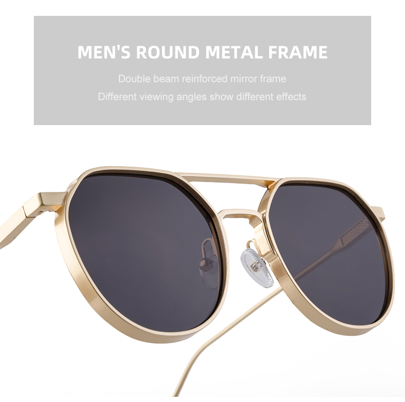Vintage-Sonnenbrille für Damen und Herren, Vintage-Mode, ovale Sonnenbrille mit goldenem Metallrahmen_voghion.com