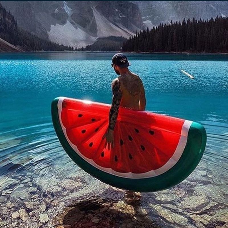 Floating Row Semi-circular Watermelon Lying Bed Adult Swimming Ring Life Buoy Water Inflatable Cushion_voghion.com