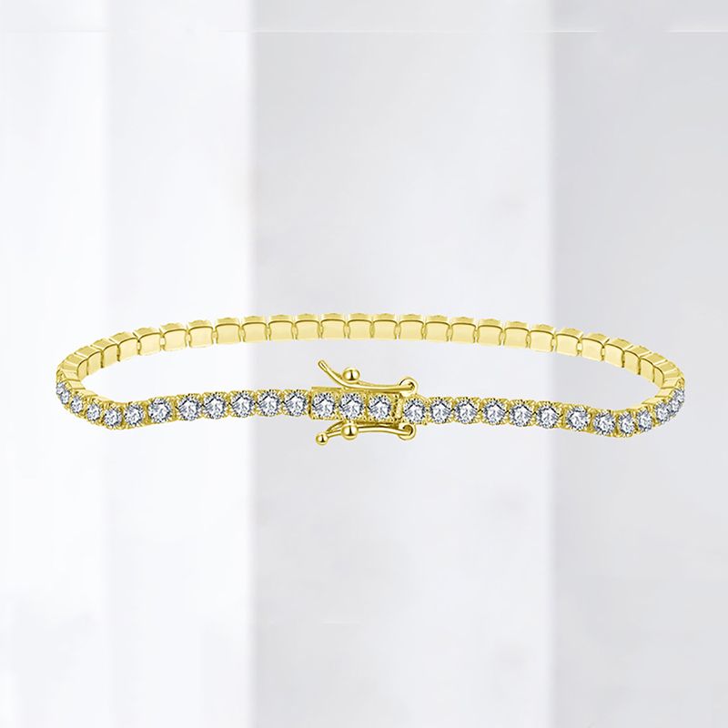 Moderne stijl effen kleur sterg zilver inlay zirkoon tennisarmband_voghion.com