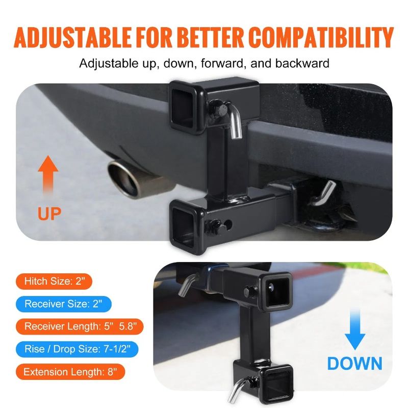 2 For Adapter Length Dual Extender Extension Max Trailer Hitch To T 4000 Adjustable 10 Hitch Hitch Receiver Rise 71 2 Lbs Drop_voghion.com