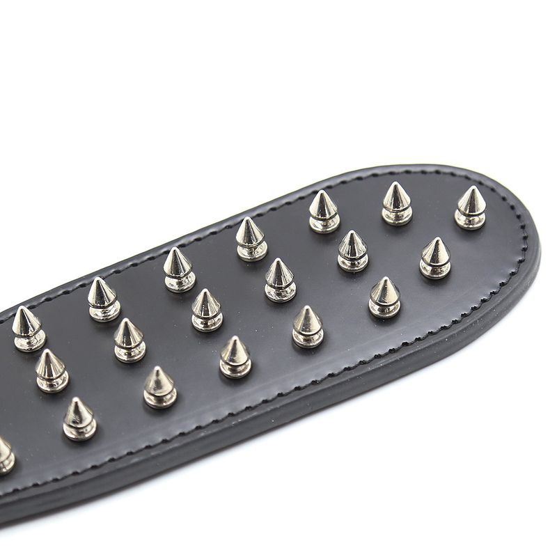 Sexy leren racket met spikes en lange steel van PU-leer voor volwassenen, racket voor koppels en vrouwen_voghion.com