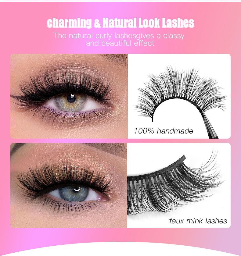 Cross Border Hot Selling 3D Multi-layer Thick 5-pair Eyelashes in Europe and America, Natural Eyelashes Simulation Curling False Eyelashes_voghion.com