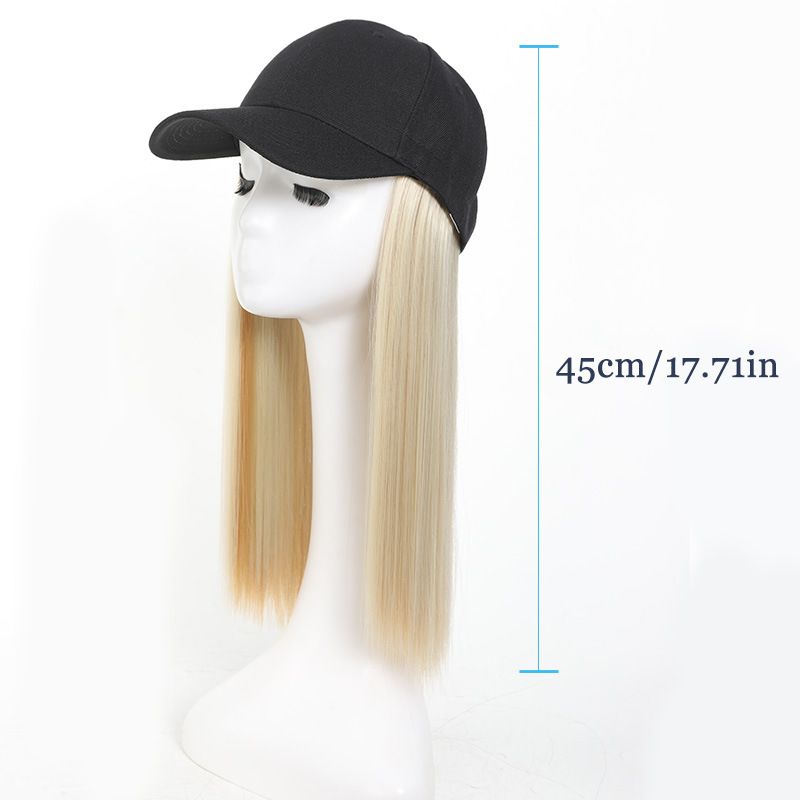 Parūka vāciņā integrēta ķīmiskās šķiedras parūka viziera parūka Garu taisnu matu cepures parūka_voghion.com