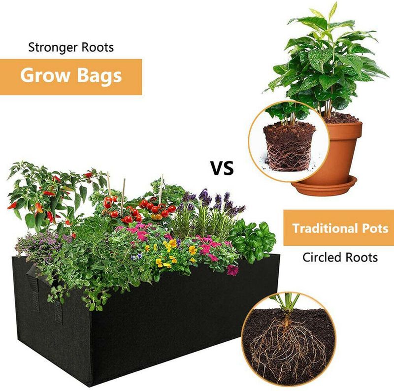 1 st tyg upphöjd trädgårdsbädd fyrkantig trädgårdsblommaväska grönsaksplanteringsväska planteringslåda planteringskruka med handtag för växter_voghion.com