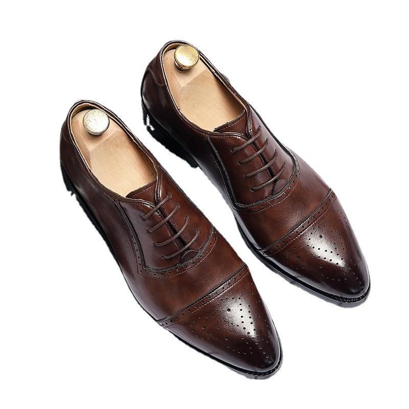 Unschlagbare Qualität Kleine Leder Koreanische Version, Britischer Trend, Spitz Zulaufende Friseurschuhe, Innenhöhe Erhöhende Freizeitschuhe Für Männer, Jugendliche_voghion.com
