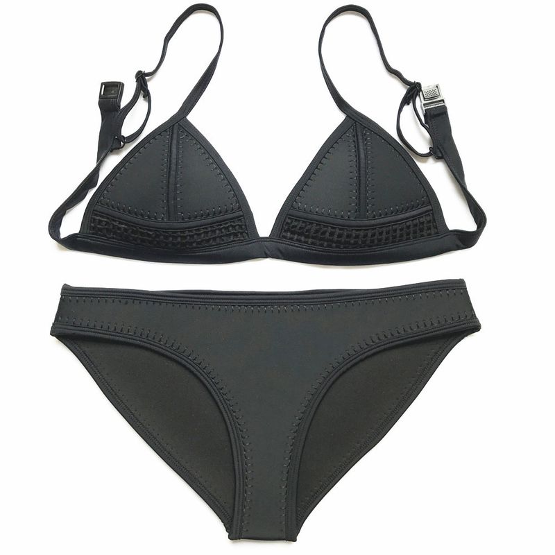 New Split Bikini Women's Adult Solid Color Backless Sexy Outdoor Sports Swimsuit_voghion.com