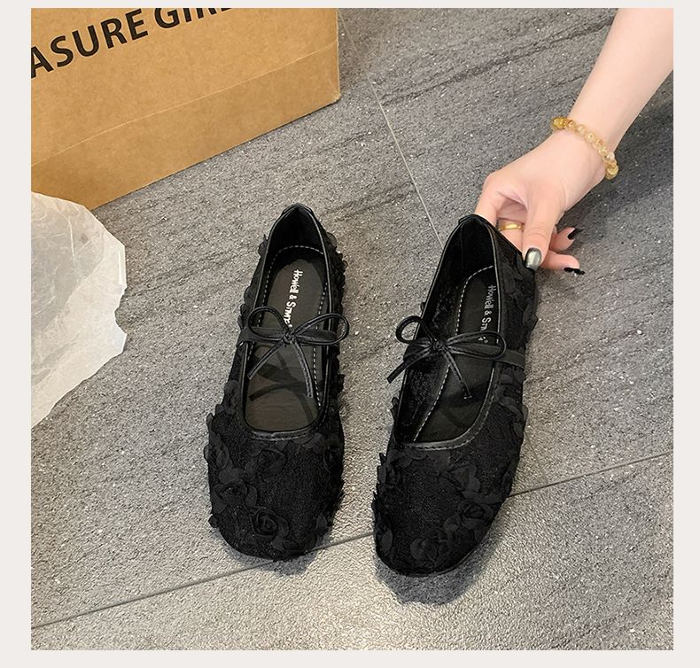 Scarpe singole in pizzo francese con rete, stile fata, delicate con gonna, suola morbida e morbida, scarpe Mary Jane traspiranti_voghion.com