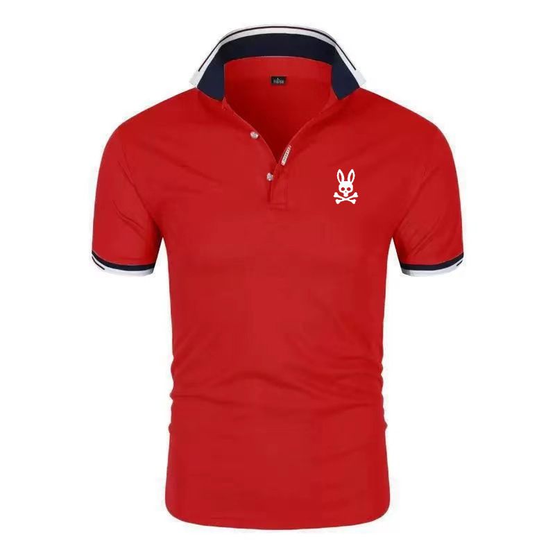 2023 summer men's cotton T-shirt lapel fashion short-sleeved polo shirt printed micro-standard ghost rabbit short-sleeved polo shirt_voghion.com
