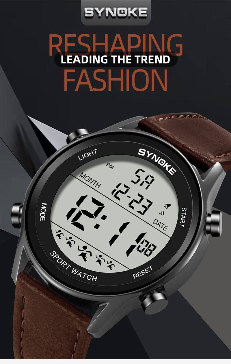 Men's Digital Sports Watch With 50m Waterproof, Night Light, 1-Inch Large Screen, Casual & Street Style Multifunctional Waterproof Fashion_voghion.com