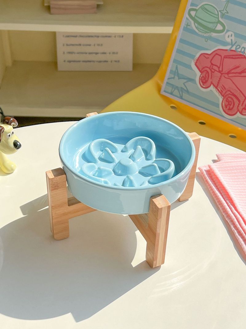 Koreanischer Keramik-Futternapf mit Blumenmuster, Anti-Erstickungsgefahr für Hunde und Katzen (verhindert Schwarzkinn)_voghion.com