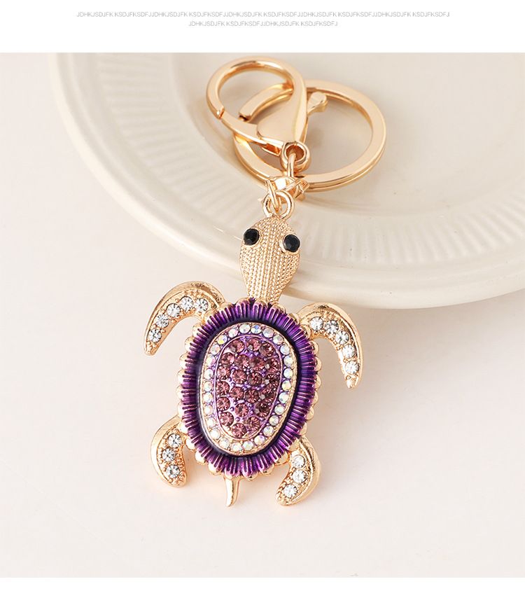 Eingelegter Diamant Kleines Auto Metall Niedliche Schildkröte Für Männer Und Frauen Paar Tasche Anhänger Schlüsselanhänger_voghion.com