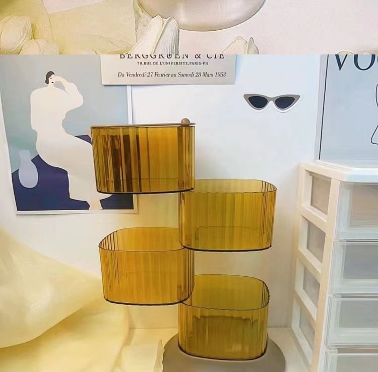 360° drehbarer Make-up-Organizer – Aufbewahrungsbox für Schmuck und Haar-Accessoires mit 6 Fächern für Ringe, Haarspangen, Haargummis, Kosmetikschwämme_voghion.com