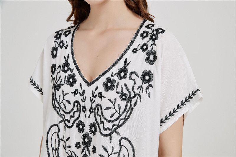 popolare copricostume da spiaggia ricamato in rayon da donna, stile abito ricamato, camicia di protezione solare per bikini al mare, 20 colori_voghion.com