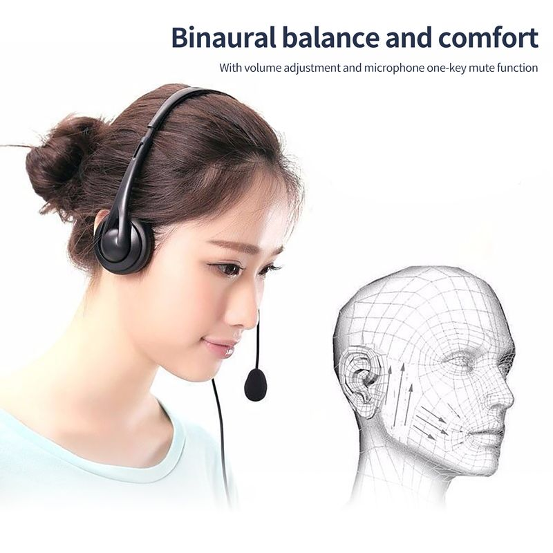 Zakelijke headset HD-compatibel geluidseffect Ruisonderdrukking Ademende 3,5 mm bedrade callcenterhoofdtelefoon met_voghion.com