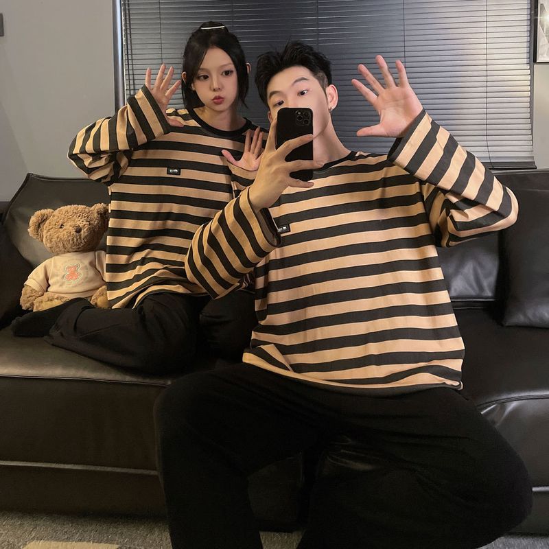 Pigiama da donna autunno/inverno 2024, nuovo cotone, maniche lunghe, semplice ed elegante, stile Iins, le coppie possono indossare_voghion.com