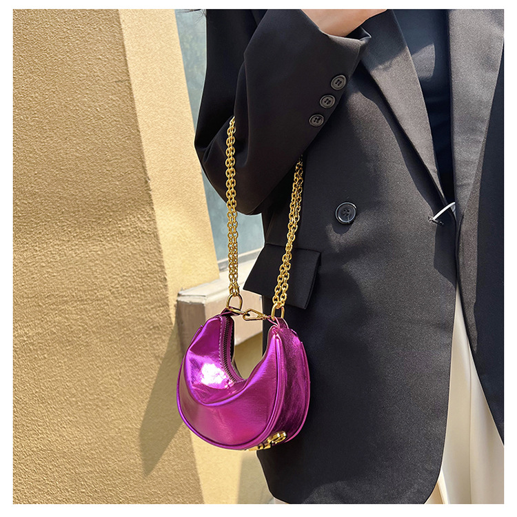 French Semicircular Niche Design Handbag for Women 2024 New High-end Mirror Chain Shoulder Bag Versatile Crossbody Bag_voghion.com