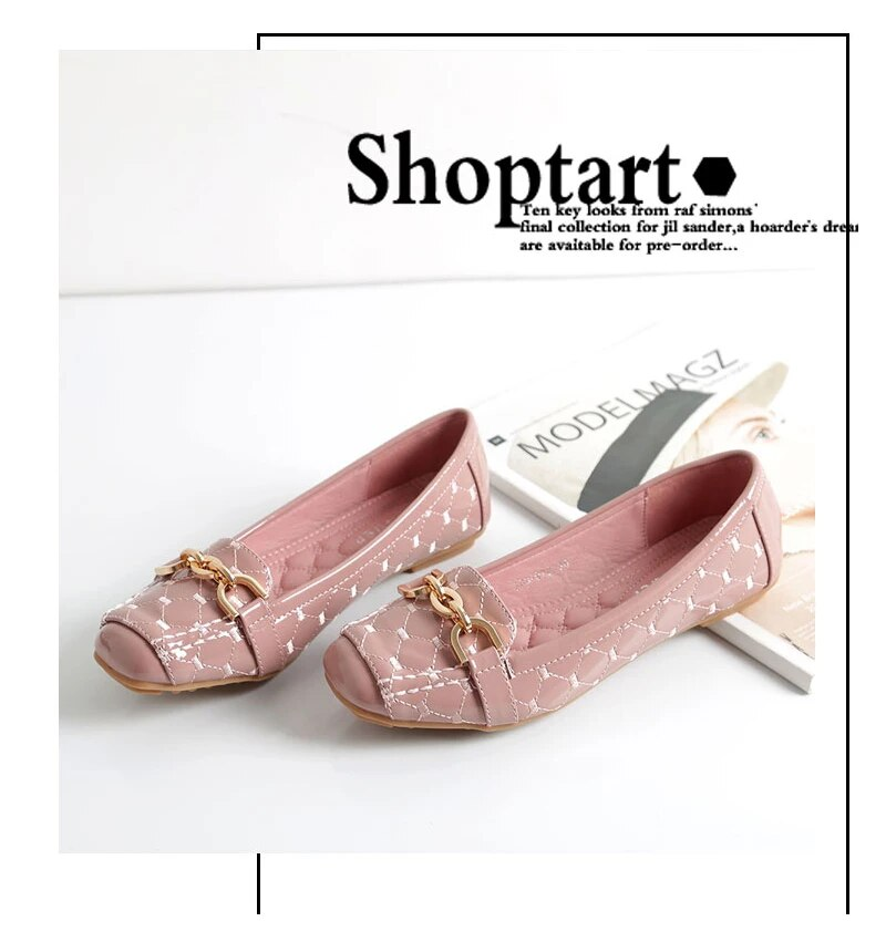 P7 femmes chaussures plates 2023 nouveau décontracté mode sans lacet ballerine femme chaussures plates en cuir verni mocassins dames printemps automne_voghion.com