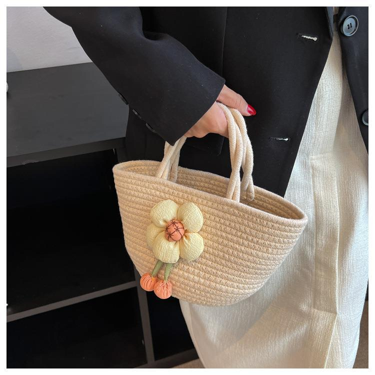 Corda di cotone intrecciata casual con design di nicchia da donna portatile per l'estate 2024, nuova fisica_voghion.com
