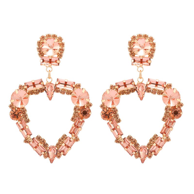 Orecchini a bottone, orecchini pendenti a forma di cuore grande, orecchini in vetro con diamanti lucidi e temperamento_voghion.com