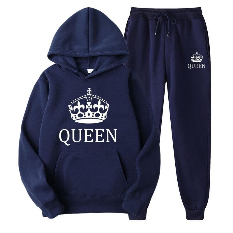 Paar-Kapuzenpullover-Set für Männer und Frauen, lässige, lockere Langarm-Sportbekleidung, Fleece-Hoodie und Jogginghose_voghion.com